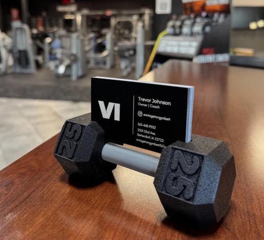 Dumbbell Business Card Holder for Personal Trainers, Physical Therapists, Chiropractors, Gym Owners