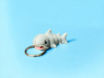 Shark Flexible Fidget Keychain, Stress Relief Toy, Shark Bag Charm, Fidget Toy Keychain, Backpack Charm, Ocean Animal Keychain, Shark Gift