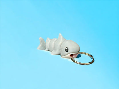 Shark Flexible Fidget Keychain, Stress Relief Toy, Shark Bag Charm, Fidget Toy Keychain, Backpack Charm, Ocean Animal Keychain, Shark Gift