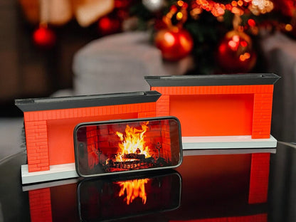 Mini Fireplace iPhone Holder, Desk Fireplace, Cozy Office Fireplace