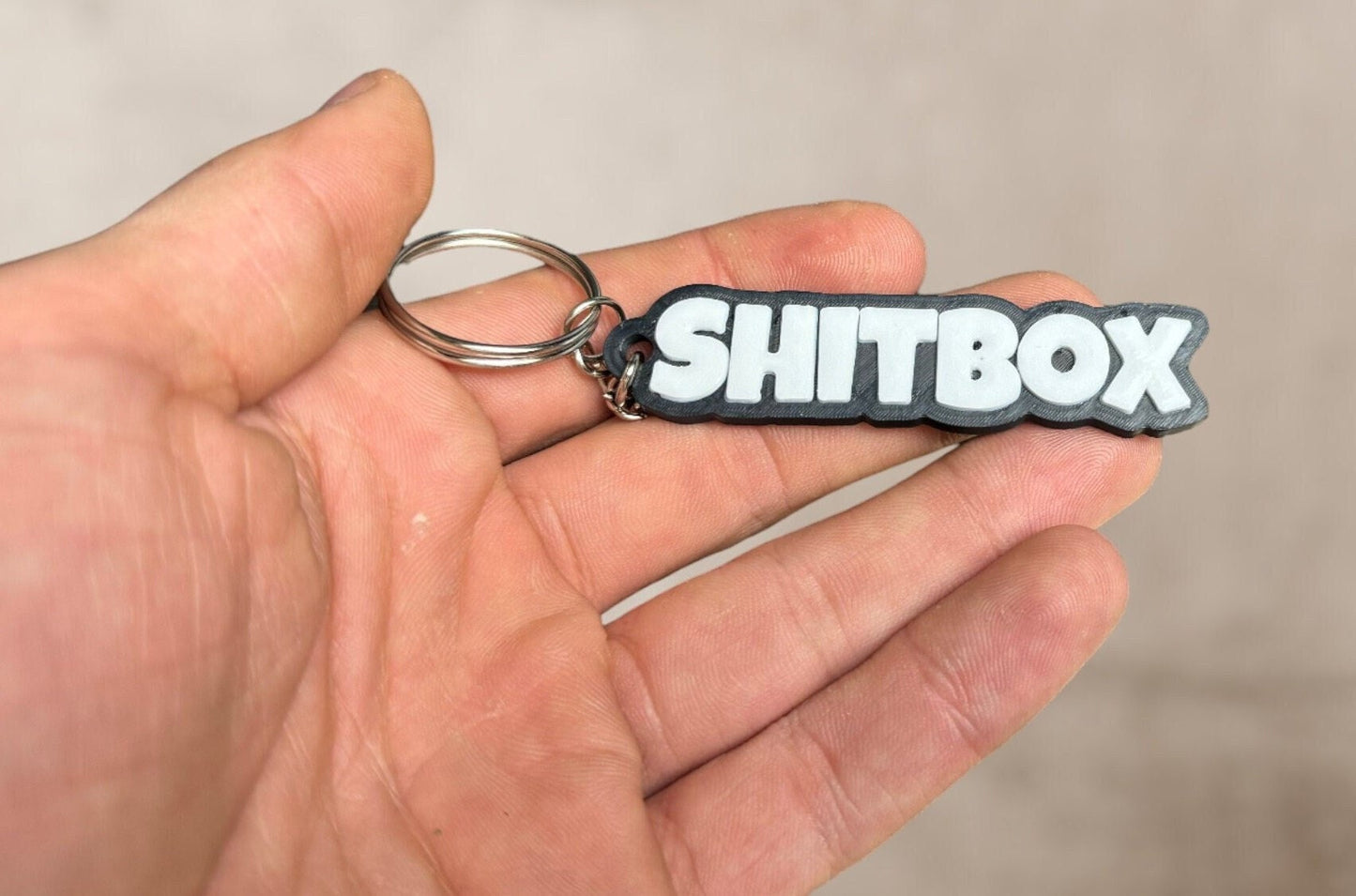 Shitbox Keychain for Car Keys, Hilarious Junk Car Accessory, Sarcastic Vehicle Keyring, Humorous Gift for Car Owners, Mechanics, Tinkerers